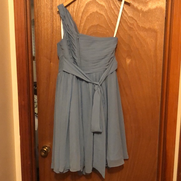 AZAZIE KATRINA Steel Blue A-Line One Shoulder Chiffon Dress size 16 - Picture 6 of 6